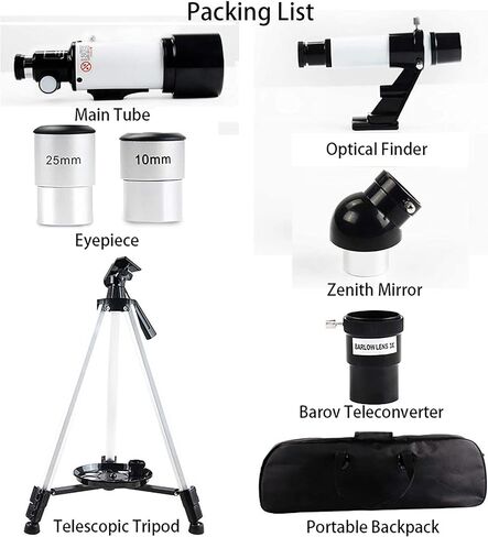 عالية الطاقة HD Telescope HD Refractor Telescope مع ترايبود قابل للتعديل وحامل الهاتف 70 ملم عدسة Barlow العدسة المطلية بالكامل للمبتدئين والأطفال in Saudi Arabia