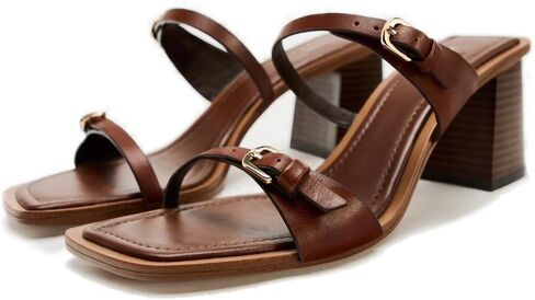 SAFECAMS Women's Two Strap Heeled Slide Sandals Square Open Toe Casual Summer Mules Slip On Block Chunky Dress Heels Sandals With Adjustable Strap in Saudi Arabia