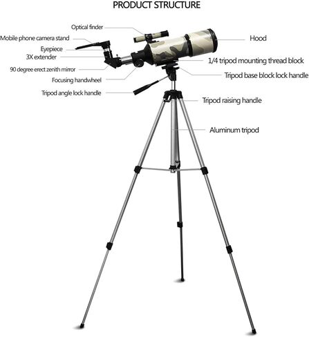 Telescope for Kids & Beginners 80mm aperture 400mm stronomical refractor telescope telescope portable telescope with tripod + finder scop in Saudi Arabia