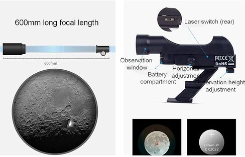 2021 تم تحديث Kids Telescope 600x50mm مع 20 مم/12.5 ملم العدسة للأطفال المبتدئين Travel Telescope مع الباحثين من النقطة الحمراء لمشاهدة القمر مشاهد للحياة البرية in Saudi Arabia