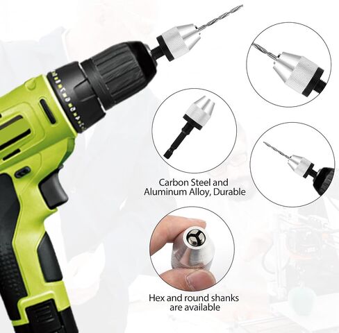 2pcs chuck chuck adapter بدون مفتاح مع تدريبات 10pcs ، 1/4 بوصة سد hex Shank تغيير سريع لبرنامج تشغيل التأثير ، حفر التغيير السريع chuck محول لرفع الأداة in Saudi Arabia