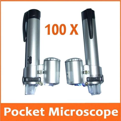 ZTBH Microscope Accessories Kit 100x Metal Pen Type LED LED Elluminated Magnifier Microscope Slies Loupe Microscope Slides in Kuwait