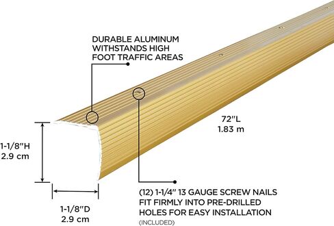 M-D Building Products 79103 Fluted 1-1/8-Inch by 1-1/8-Inch by 72-Inch Stair Edging, Satin Brass in Saudi Arabia