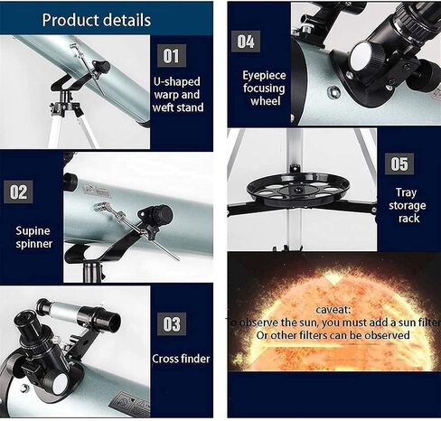 Telescopes for Astronomy Telescope for Kids and Beginners 125mm Gauge Reflection Telescope Telescope with Adjustable Tripod and 5x24 Finder Beautiful Home (Package 4) in Saudi Arabia