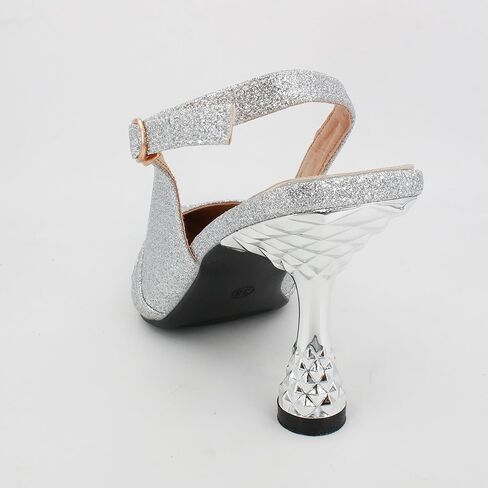 Women's Glitter Rhinestone Slingback Kitten Heels Closed Pointed Toe Adjustable Ankle Buckle Slip On Sparkly Pumps Comfortable Heels for Wedding Party Prom Dressy in Kuwait