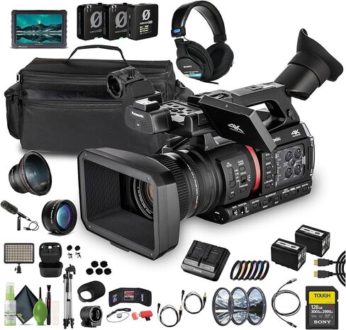 Panasonic AG-CX370 UHD 4K Pro Live Streaming Camcorder with NDI HX2 and Auto-Tracking + 128GB SDXC UHS-II Card + 2X Professional Telephoto Lens - 67mm + 0.5X Professional Super Wide Angle + More in Saudi Arabia