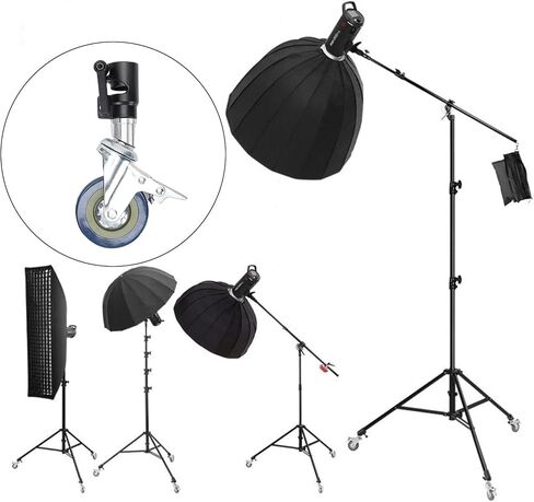 Gugxiom 3 Pack C عجلات الوقوف مع قفل الفرامل ، عجلات ضوئية للتصوير ، عجلات دوارة هادئة 360 درجة من أجل حامل 25 ملم in Kuwait