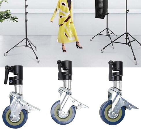 Gugxiom 3 Pack C عجلات الوقوف مع قفل الفرامل ، عجلات ضوئية للتصوير ، عجلات دوارة هادئة 360 درجة من أجل حامل 25 ملم in Kuwait