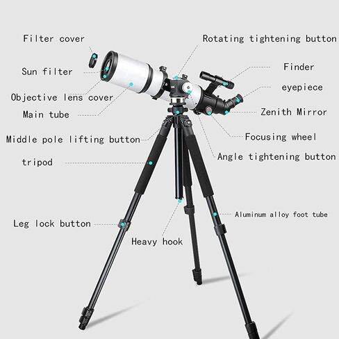 Professional 80mm Refractor Telescope with Tripod & Finder Scope with Low Light Durable with Smartphone Adapter Backpack and Moon Filter in Saudi Arabia