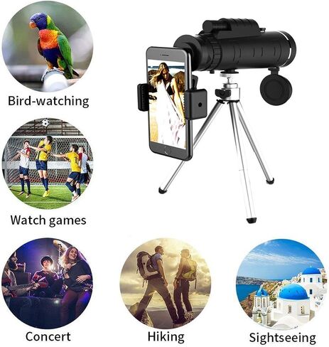 HD Monocular Telescope High Power BAK4 HD Waterproof Monocular with Smartphone Holder Tripod for Cell Phone. HD Monocular for Bird Watching in Saudi Arabia