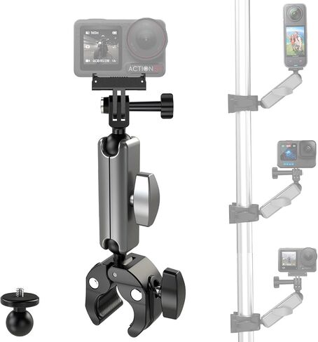دراجة/دراجة/دراجة نارية مقود مشبك المشبك - مع رأس الكرة المزدوج 360 درجة ، ل insta360 x5/x4 ، DJI Osmo 360 ، Osmo Action 5 Pro ، Osmo Action 4 ، GoPro Max ، Hero 13/12 - Action Camera Accessories in Kuwait