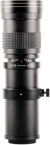 Ultimaxx 420-800mm (W/Converter 840-1600mm) f/8.3-16 Manual Teameleto Zoom T-Mount Lens Kit لـ Nikon D7500 ، D500 ، D600 ، D610 ، D700 ، D750 ، D800 ، D810 ، D850 ، D3200 ، D3300 ، D3400 ، D5100 ، D5100 ، D5100 ، in Saudi Arabia