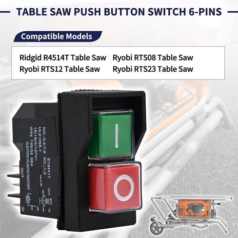 تبديل زر الضغط منشار الجدول 6 فصح 089240028147 متوافق مع Ridgid R4514T Ryobi RTS08 RTS12 RTS23 Power On/Off Pushbutton Switch 18A 127V T85/55 in Saudi Arabia
