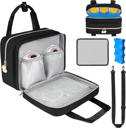 Wearable Breast Pump Bag with Cooler Compartment Compatible with Momcozy M5/S12 Pro, Elvie & Medela Pump in Style, Carrying Case with a Ice Pack & Waterproof Mat for Breast Pump and Accessories, Black in Saudi Arabia