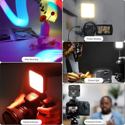 ضوء فيديو RGB ، 1200 مللي أمبير في الساعة قابلة لإعادة الشحن الكامل LED LED Light RGB ضوء الفوتوغرافي مع 3 حوامل أحذية باردة ، تصوير قابلة للتصوير صورة شخصية ، أوضاع ألوان متعددة in Saudi Arabia