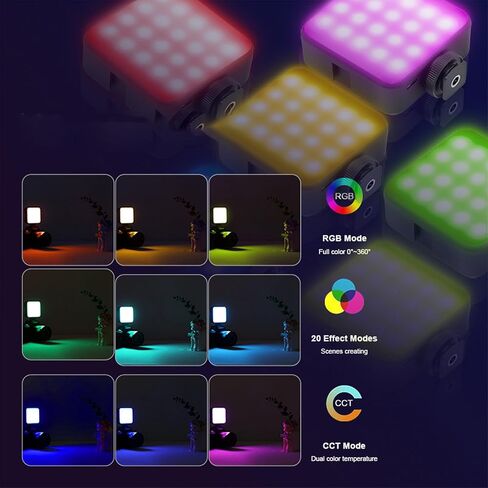 ضوء فيديو RGB ، 1200 مللي أمبير في الساعة قابلة لإعادة الشحن الكامل LED LED Light RGB ضوء الفوتوغرافي مع 3 حوامل أحذية باردة ، تصوير قابلة للتصوير صورة شخصية ، أوضاع ألوان متعددة in Saudi Arabia