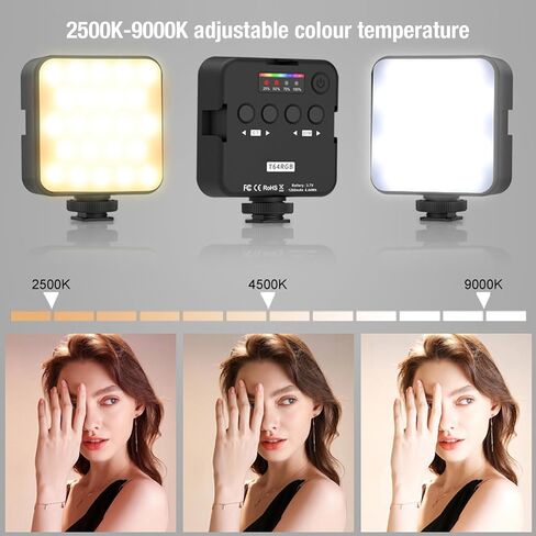 ضوء فيديو RGB ، 1200 مللي أمبير في الساعة قابلة لإعادة الشحن الكامل LED LED Light RGB ضوء الفوتوغرافي مع 3 حوامل أحذية باردة ، تصوير قابلة للتصوير صورة شخصية ، أوضاع ألوان متعددة in Saudi Arabia