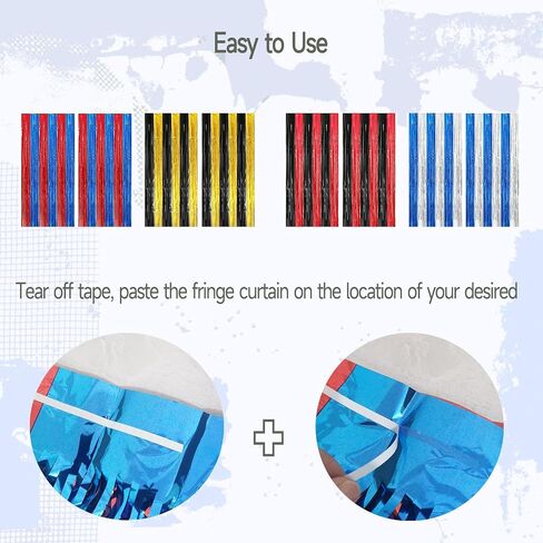 4 Pack Red and Blue Foil Fringe Curtains Photo Booth Prop Tinsel Streamer Backdrops, Birthday Party Decorations Graduation Bachelorette Bridal Wedding Baby Shower Party Supplies, 3.3x6.6 ft in Saudi Arabia