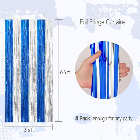 4 Pack Red and Blue Foil Fringe Curtains Photo Booth Prop Tinsel Streamer Backdrops, Birthday Party Decorations Graduation Bachelorette Bridal Wedding Baby Shower Party Supplies, 3.3x6.6 ft in Saudi Arabia