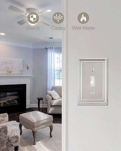 Switch Plates Outlet Covers, 6-Pack Satin Nickel Metal Wall Plates in Saudi Arabia