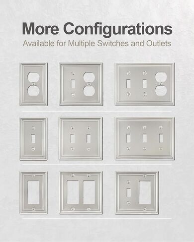 Switch Plates Outlet Covers, 6-Pack Satin Nickel Metal Wall Plates in Saudi Arabia