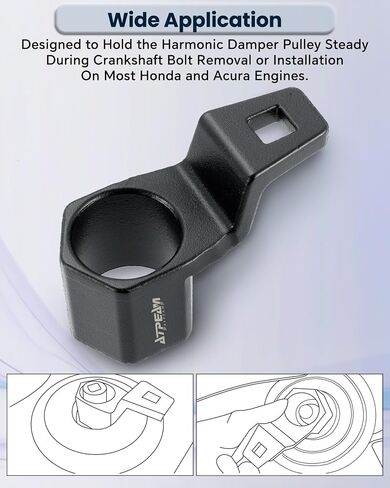 ATPEAM 19 mm Harmonic Balancer Socket Tool 1/2" Drive & 50mm Crankshaft Crank Pulley Wrench Holder Crankshaft Pulley Removal Tool Removal Holding Spanner kit for Honda and Acura Engines in Saudi Arabia