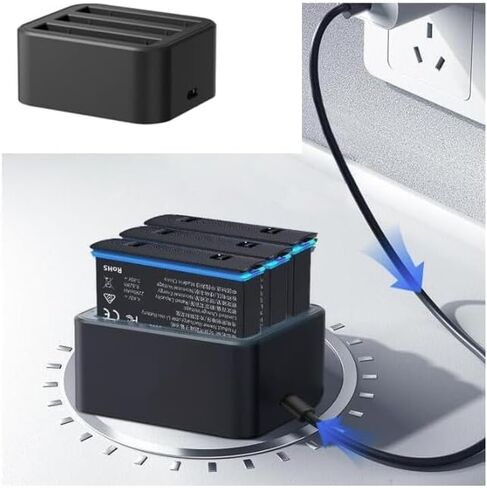 Battery Charger Set for Insta 360 X5,Simultaneous Charging of 3 Batteries with Charging Cable,Supports Fast Charging (Charger+2Battery) in Saudi Arabia