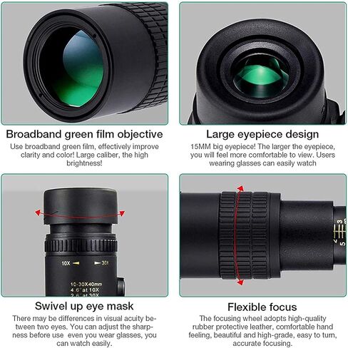 Telescope Waterproof with Smartphone Adapter Tripod and for Bird Watching//Camping 4K 10 300X40MM Zoom Monocular Telescope - in Saudi Arabia