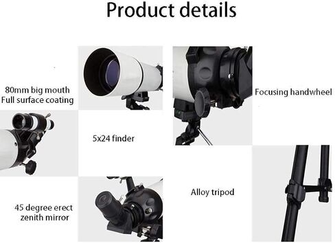 2021 التلسكوبات المحدثة للمبتدئين في علم الفلك 45 درجة منتصب Zenith Mirror 80mm قطر كبير 5x24 تلسكوب Finder للأطفال مع حقيبة الظهر والترايبود (حزمة الألوان 1) حزمة 1 in Saudi Arabia