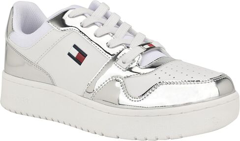 Tommy Hilfiger Women's Twigye Sneaker, White/Silver 040, 8 in Saudi Arabia