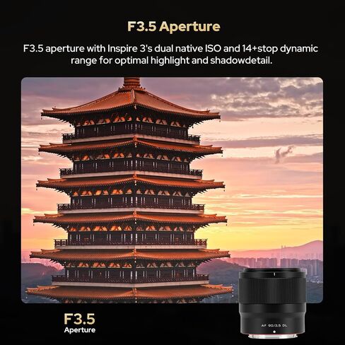 عدسة Viltrox AF 90 مم F3.5 DL ، عدسة تركيز تلقائية إطار كاملة ، عدسة تليفوتوغرافية متوسطة لـ DJI Inspire 3 ، Ronin 4D ، Zenmuse X9-8K Air Gimbal Aerial Camera in Kuwait