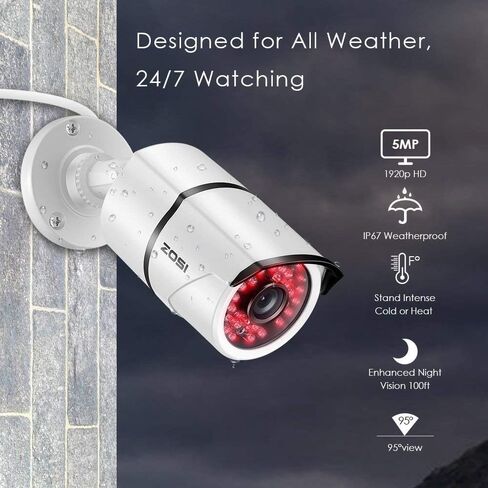 ZOSI 5.0MP TVI Security Camera-Super HD Bullet Waterproof CCTV BNC Camera for Home Office Security System (Renewed) in Saudi Arabia
