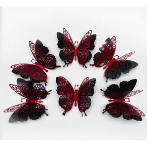 Halloween Butterfly Wall Stickers - 12 Pcs 3D Butterflies Wall Decoration Skull Rose Designs Holiday Decor for Party Home Office Shop Decorations Supplies in Saudi Arabia