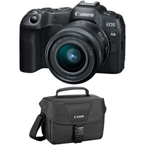 Canon EOS R8 Mirrorless Camera with RF 24-50mm f/4.5-6.3 is STM Lens with Canon 200ES EOS Shoulder Bag (2 Items) in Saudi Arabia