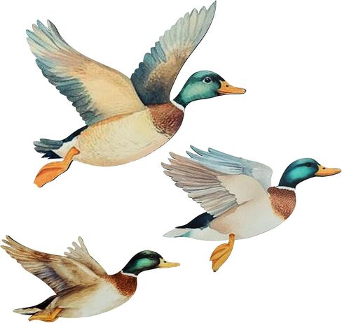 Trinhguo 3 PCS Mallard Ducker Decory Decory Duck Wall Art ، Decoration Wooden Wall Decoration ، Drake Drake Art Signs ، Flying Birds Hanging Decor لغرفة المعيشة غرفة نوم (3 حجم ، سمك 7 مم) in Saudi Arabia