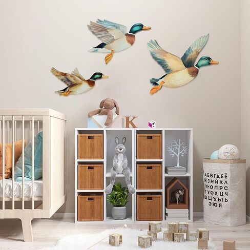 Trinhguo 3 PCS Mallard Ducker Decory Decory Duck Wall Art ، Decoration Wooden Wall Decoration ، Drake Drake Art Signs ، Flying Birds Hanging Decor لغرفة المعيشة غرفة نوم (3 حجم ، سمك 7 مم) in Saudi Arabia