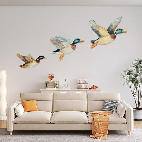 Trinhguo 3 PCS Mallard Ducker Decory Decory Duck Wall Art ، Decoration Wooden Wall Decoration ، Drake Drake Art Signs ، Flying Birds Hanging Decor لغرفة المعيشة غرفة نوم (3 حجم ، سمك 7 مم) in Saudi Arabia