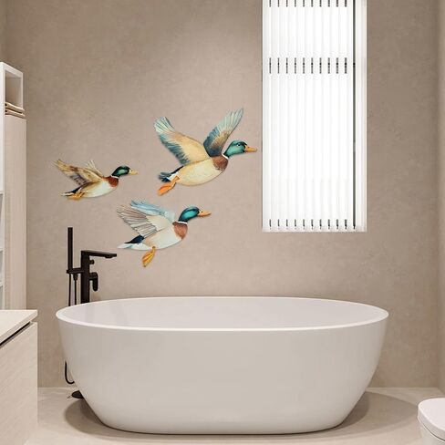 Trinhguo 3 PCS Mallard Ducker Decory Decory Duck Wall Art ، Decoration Wooden Wall Decoration ، Drake Drake Art Signs ، Flying Birds Hanging Decor لغرفة المعيشة غرفة نوم (3 حجم ، سمك 7 مم) in Saudi Arabia