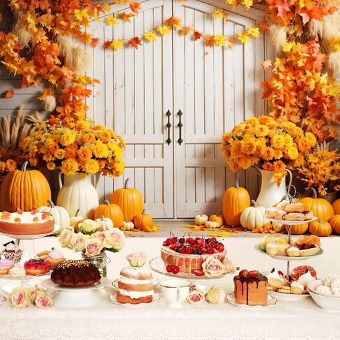 7x5ft Fall Backdrop Autumn Maple Leaves Pumpkin Floral Rustic Barn Door Photography Background for Fall Thanksgiving Day Harvest Party Banner Decorations Kids Adults Portraits Photo Studio Props in Saudi Arabia