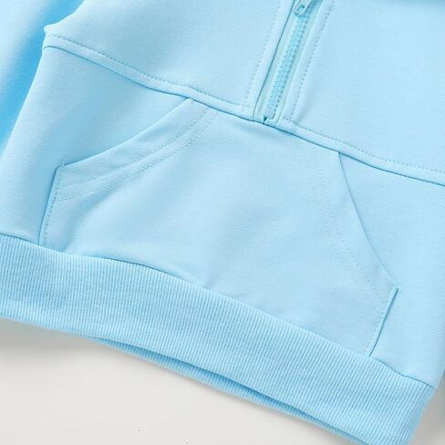 Happy Town Baby Clothes for Girls Boys Solid Color Half-Zip Sweatshirt and Sweatpants Outfits Set Fall Toddler Sweatsuit in Saudi Arabia