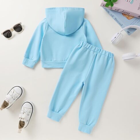 Happy Town Baby Clothes for Girls Boys Solid Color Half-Zip Sweatshirt and Sweatpants Outfits Set Fall Toddler Sweatsuit in Saudi Arabia