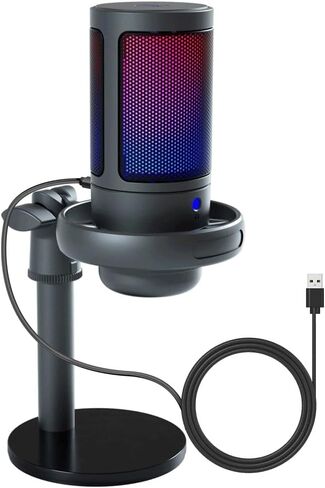 ميكروفون معدني مكثف مع RGB Lights Professional التسجيل Desktop Podcast Mic in Saudi Arabia