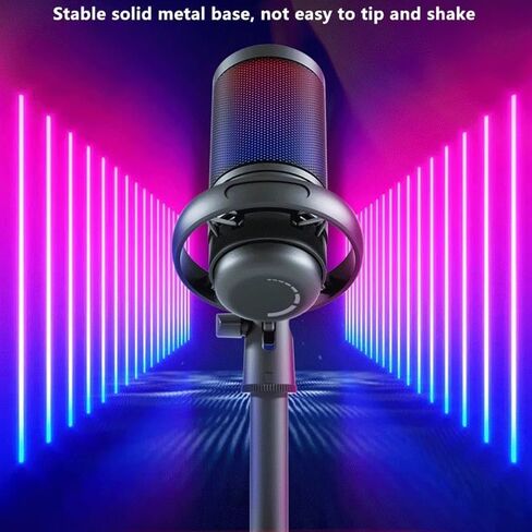 ميكروفون معدني مكثف مع RGB Lights Professional التسجيل Desktop Podcast Mic in Saudi Arabia