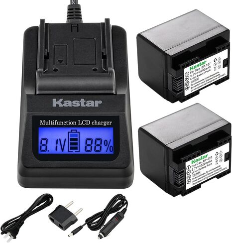Kastar Fast Charger + Battery (2-Pack) Replacement for BP-727 and VIXIA HF M50, HF M52, HF M500, HF R30, HF R32, HF R40, HF R42, HF R50, HF R52, HF R60, HF R62, HF R300, HF R400, HF R500, HF R600 in Saudi Arabia
