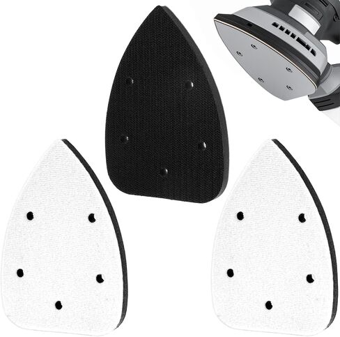 3 PCS Mouse Sander Pads Detail Mouse Sanding Interface Pad with 5 Holes Sanding Sponge for Orbital Sander Foam Interface Sandpaper Backing Pad for Flexibility Balancing Pressure(White,14×10 ×1.2 Cm) in Saudi Arabia