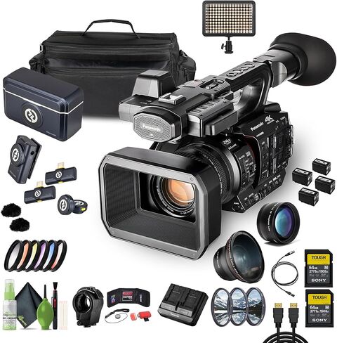 Panasonic AG-X20ED Professional 4K UHD Camcorder ، عدسة تكبير البصرية 20x ، صوت XLR ، إخراج SDI ، البث ، الأفلام الوثائقية ، حزمة كاميرا فيديو الحدث مع بطاقة ذاكرة 64 جيجابايت + Telephoto 67 مم + المزيد in Kuwait