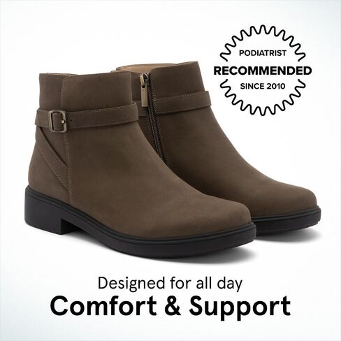 ABEO Compass Buckle Ankle Booties for Women | Fall Boots For Women | Water Resistant Leather | Built-In Orthotic Insole in Saudi Arabia
