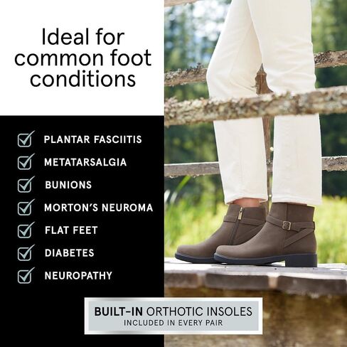 ABEO Compass Buckle Ankle Booties for Women | Fall Boots For Women | Water Resistant Leather | Built-In Orthotic Insole in Saudi Arabia