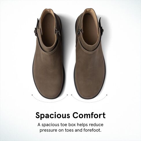 ABEO Compass Buckle Ankle Booties for Women | Fall Boots For Women | Water Resistant Leather | Built-In Orthotic Insole in Saudi Arabia