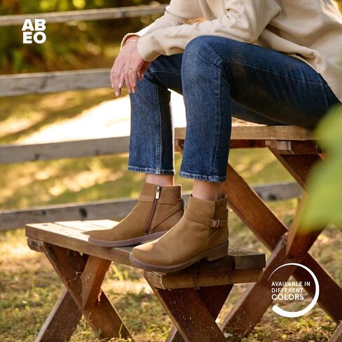 ABEO Compass Buckle Ankle Booties for Women | Fall Boots For Women | Water Resistant Leather | Built-In Orthotic Insole in Saudi Arabia
